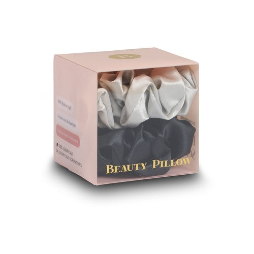 Beauty Pillow Satin Scrunchie - Silver & Black