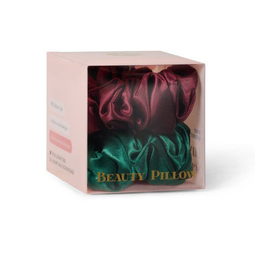 Beauty Pillow® Luxury Silk Scrunchies - Forest Green & Red
