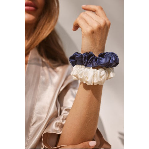 Beauty Pillow® Luxury Silk Scrunchies - Galaxy Blue & Pearl