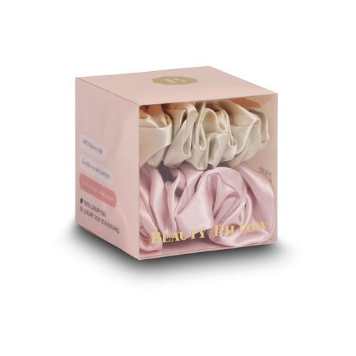 Beauty Pillow Satin Scrunchie - Champagne & Pink