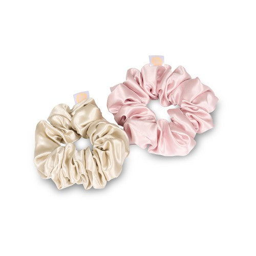 Beauty Pillow Satin Scrunchie - Champagne & Pink