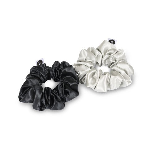 Beauty Pillow Satin Scrunchie  - Silver & Black